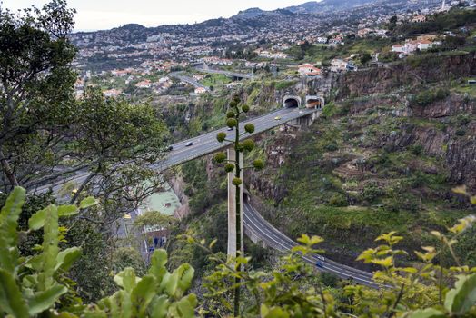 highway road with tunnels to Funchal on the island Madeira