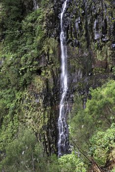 giiant waterfall called fontes risco on madeira island