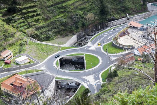 big roundabout on madeira island on the way to sao vincente