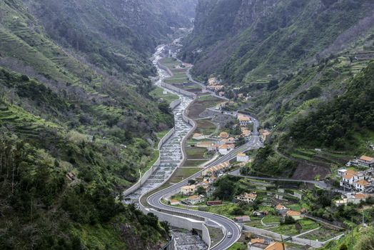 gap with big levada between east and west madeira witht the road to Sao Vincente