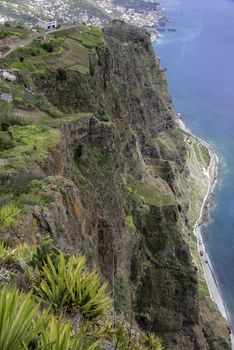 view from Miradouro do cabo Girao 550 meters above sea level to the west site near funchal on madeira island