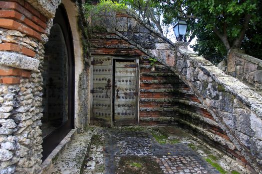 Wooden antique door in Altos de Chavon. La Romana; Dominican Republic