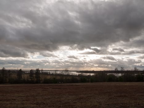 moody skyline clouds over autumn farm field ; essex; england; uk