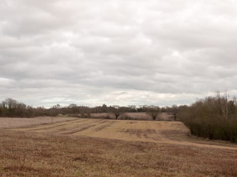 moody skyline clouds over autumn farm field ; essex; england; uk