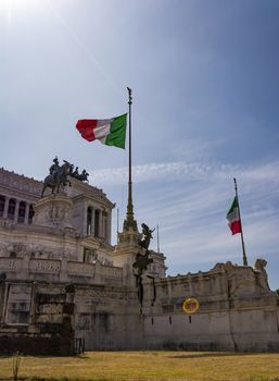 View of the national monument a Vittorio Emanuele II, Piazza Venezia in Rome, Italy.