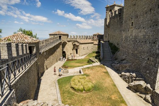 View of the fortress on the rock of San Marino Republic