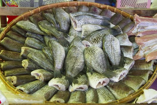  Trichogaster pectoralis arrange on rattan in market in asian food thai food (Fish)