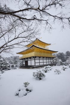 Kyoto Golden Temple with snow