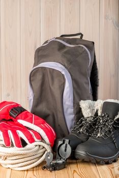 preparation of clothes and equipment for a dangerous winter trip