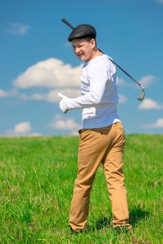 happy golfer celebrates a victory in the game of golf