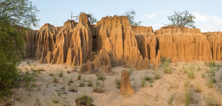 Panorama of an erosion canyon at the Koranna Mountain near Excelsior in the Free State Province of South Africa