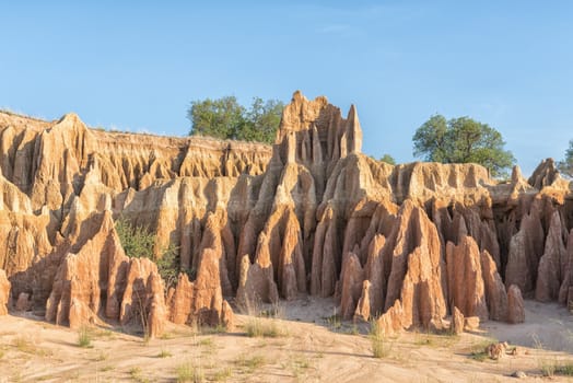An erosion canyon at sunset at the Koranna Mountain near Excelsior in the Free State Province of South Africa