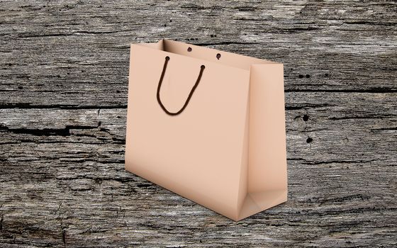 paper bag for shopping on a wooden background