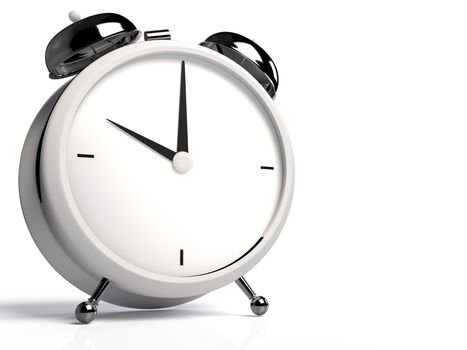 Alarm clock on white background. 10 O'Clock, am or pm. 3D rendering