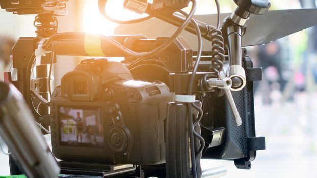 Cinema Camera on Film Set, Behind the scenes