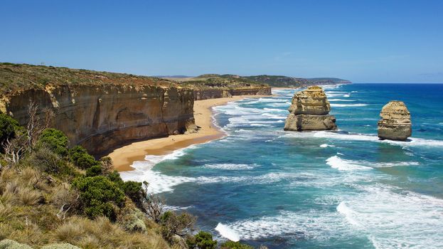 Landscape along the Great Ocean Road, Port Campbell National Park, Victoria, Australia