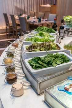 Salad bar station in buffet line