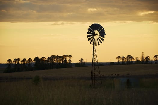 Australian windmill in the countryside of Queensland, Australia.