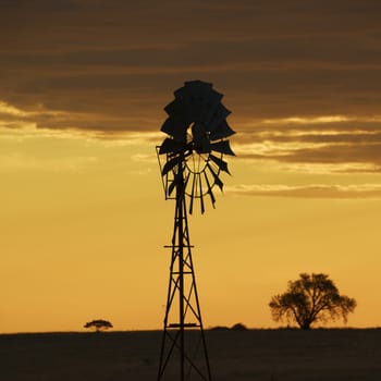 Australian windmill in the countryside of Queensland, Australia.