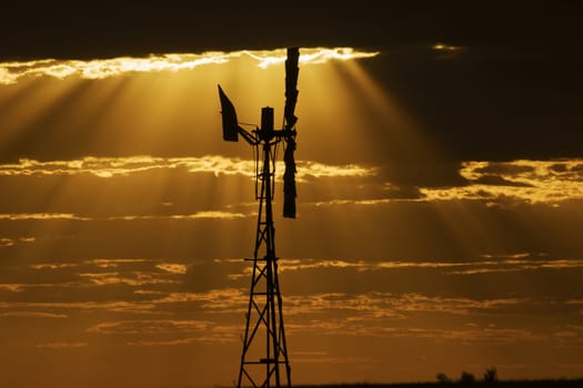 Australian windmill in the countryside of Queensland, Australia.