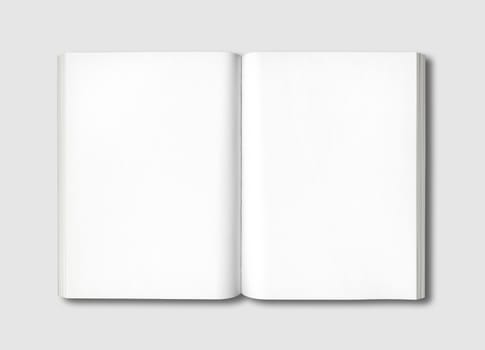 White open book isolated on a grey background