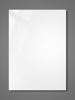 White booklet cover isolated on dark grey background, mockup template