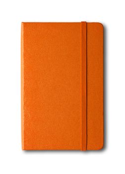 Orange closed notebook mockup isolated on white