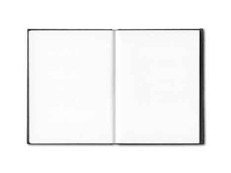 Blank open notebook mockup isolated on white