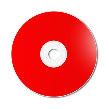 Red CD - DVD label mockup template isolated on white