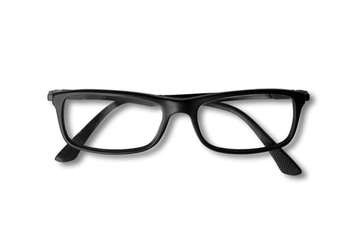 Black eye glasses isolated on white background