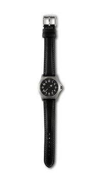 Black wrist watch isolated on white background
