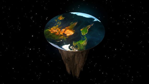 The concept of a flat planet Earth. 3d rendering background