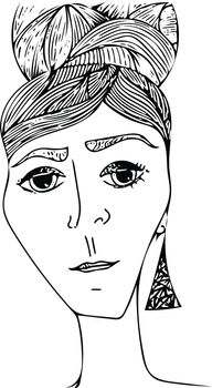 Sketch portrait of female face. Vector image, drawn by hand.