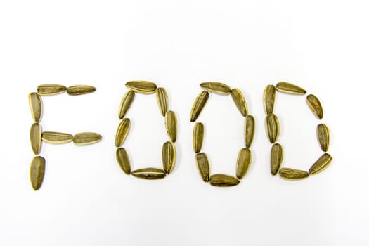 Sunflower seeds on a white background