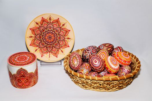 Easter eggs, hand-painted with acrylic paints.