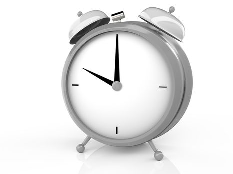 Alarm clock on white background. 10 O'Clock, am or pm. 3D rendering