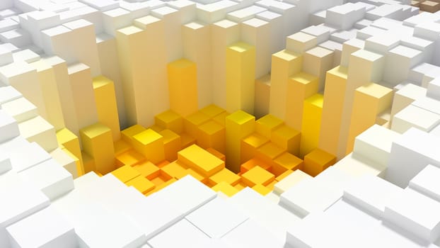 Abstract background of cubes of different colors with shadows. 3d illustration