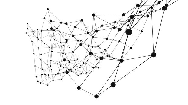 Concept of Network. Internet communication of lines, polygons and dots. 3d illustration.