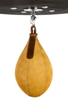 Boxing pear hanging on the isolated white background