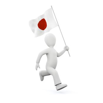 illustration of a 3d man with a japenese flag