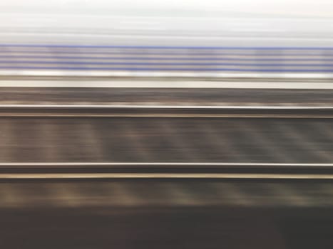 Railways seen from a running train. Speed and transport concept