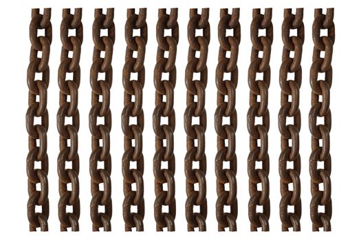 old rusty chain for decorative finishing. on frames, banners, cards. isolate on white background.