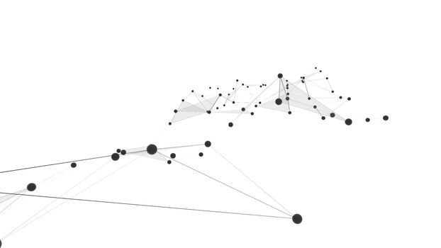 Concept of Network. Internet communication of lines, polygons and dots. 3d illustration.