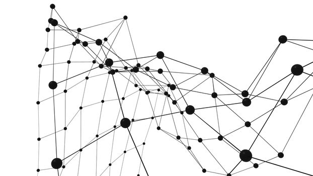 Concept of Network. Internet communication of lines, polygons and dots. 3d illustration.