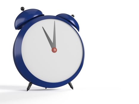 Alarm clock on white background. 11 O'Clock, am or pm. 3D rendering