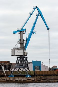 Cargo crane in the port of Riga, Europe