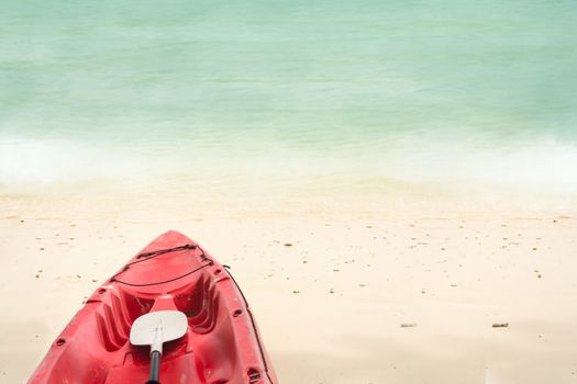 Red Boat On Sand With Sea