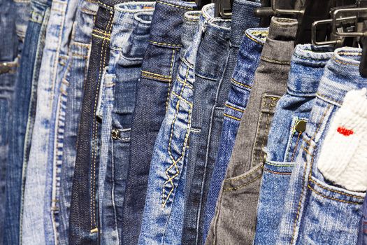 Lot Of Different Blue Jeans