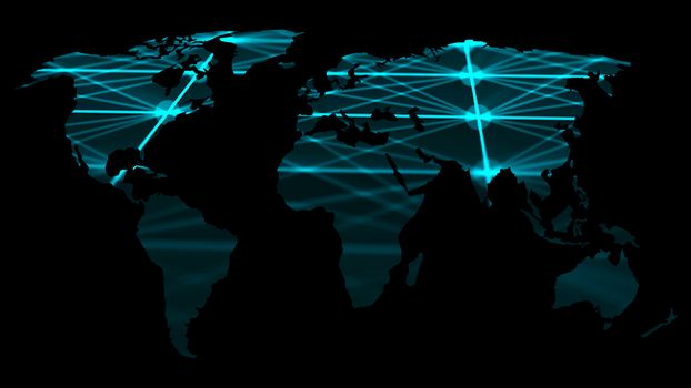 Abstract background with futuristic world map. Technology concept backdrop. 3d rendering digital background