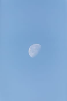 Half moon as it gets ready to set in the morning in Winter